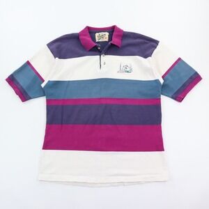 Dehen Polo Shirt Men's Large Striped Heavyweight Rugby Cotton Alaska USA Made
